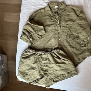 Deiji studios 03 100% linen set in olive